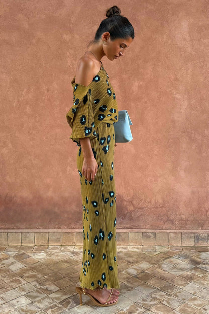 Never Fully Dressed Classic - Olive Blurred Leopard Tilly Dress