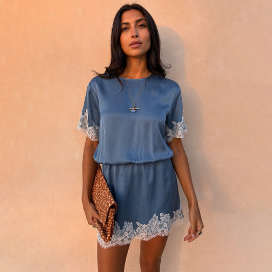 Never Fully Dressed Deals - Blue Lace Mini Dress