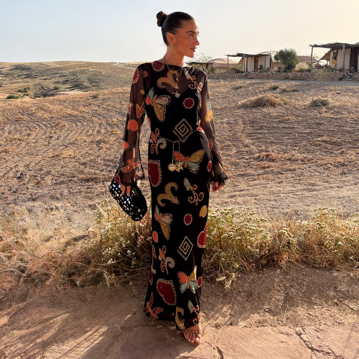 Never Fully Dressed Smart Buy - Black Astra Soho Mesh Maxi Dress