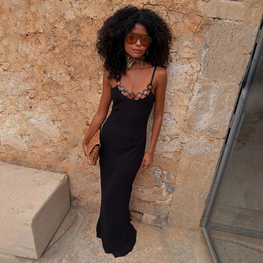 Never Fully Dressed Premium - Black Sapna Dress with Ring Detail