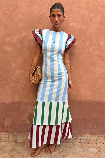 Never Fully Dressed Deals - Blue Stripe Alena Midi Dress