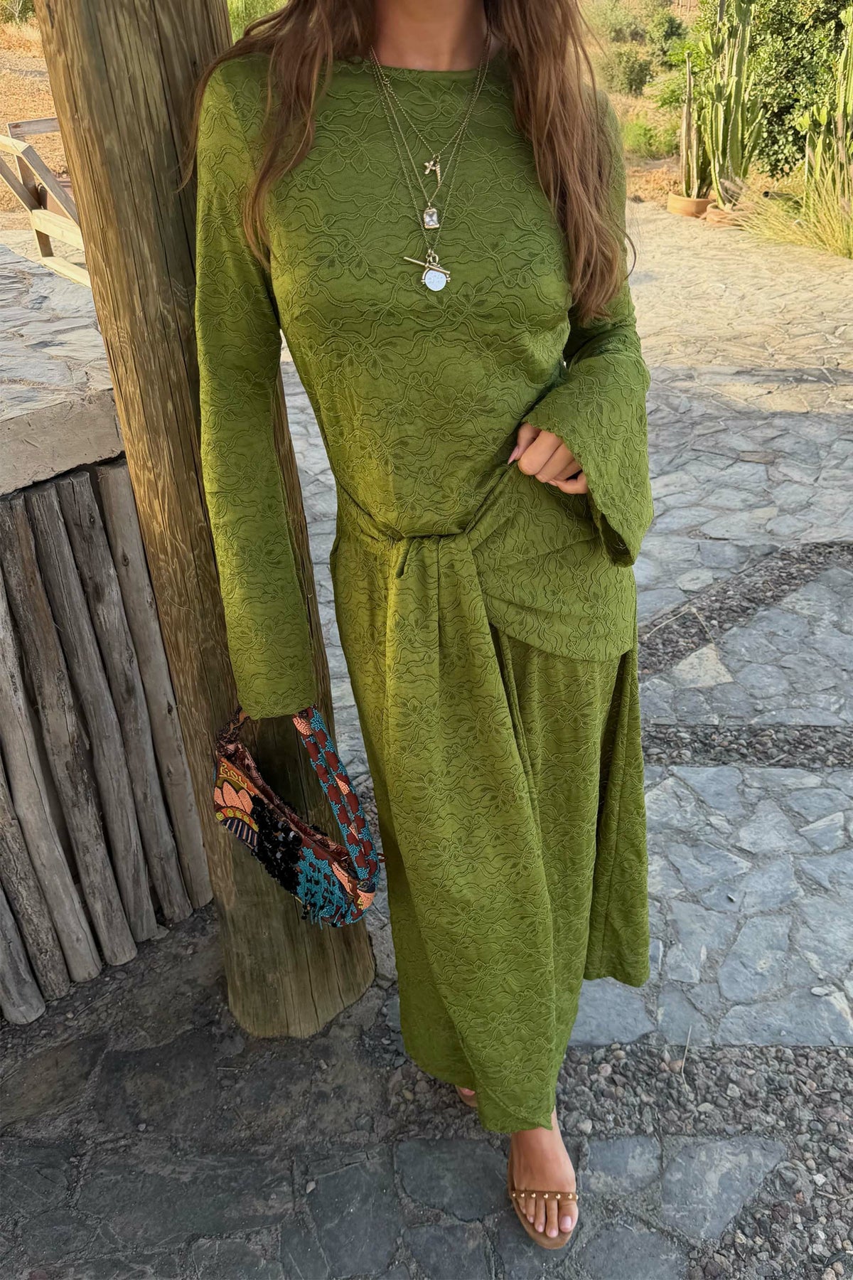 Never Fully Dressed Smart Buy - Green Lace Tie Dress with Head Scarf