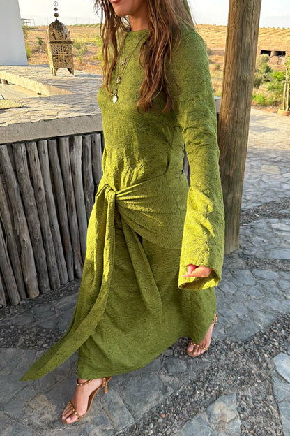 Never Fully Dressed Smart Buy - Green Lace Tie Dress with Head Scarf