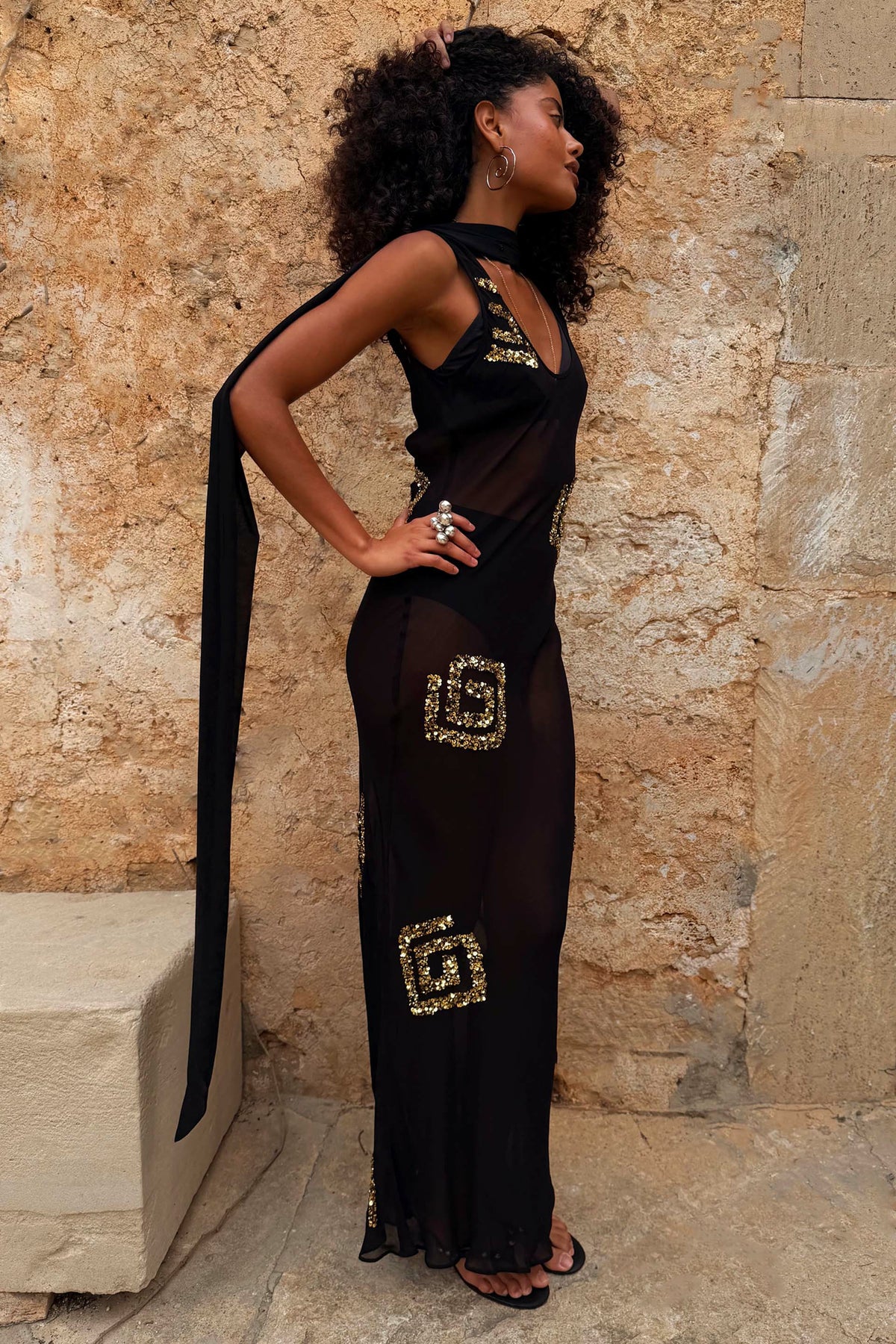 Never Fully Dressed Essential - Black & Gold Simona Dress