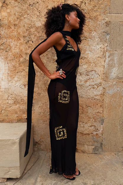 Never Fully Dressed Essential - Black & Gold Simona Dress