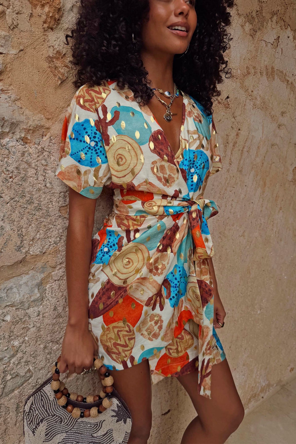 Never Fully Dressed Sale - Shell Mini Wrap Dress