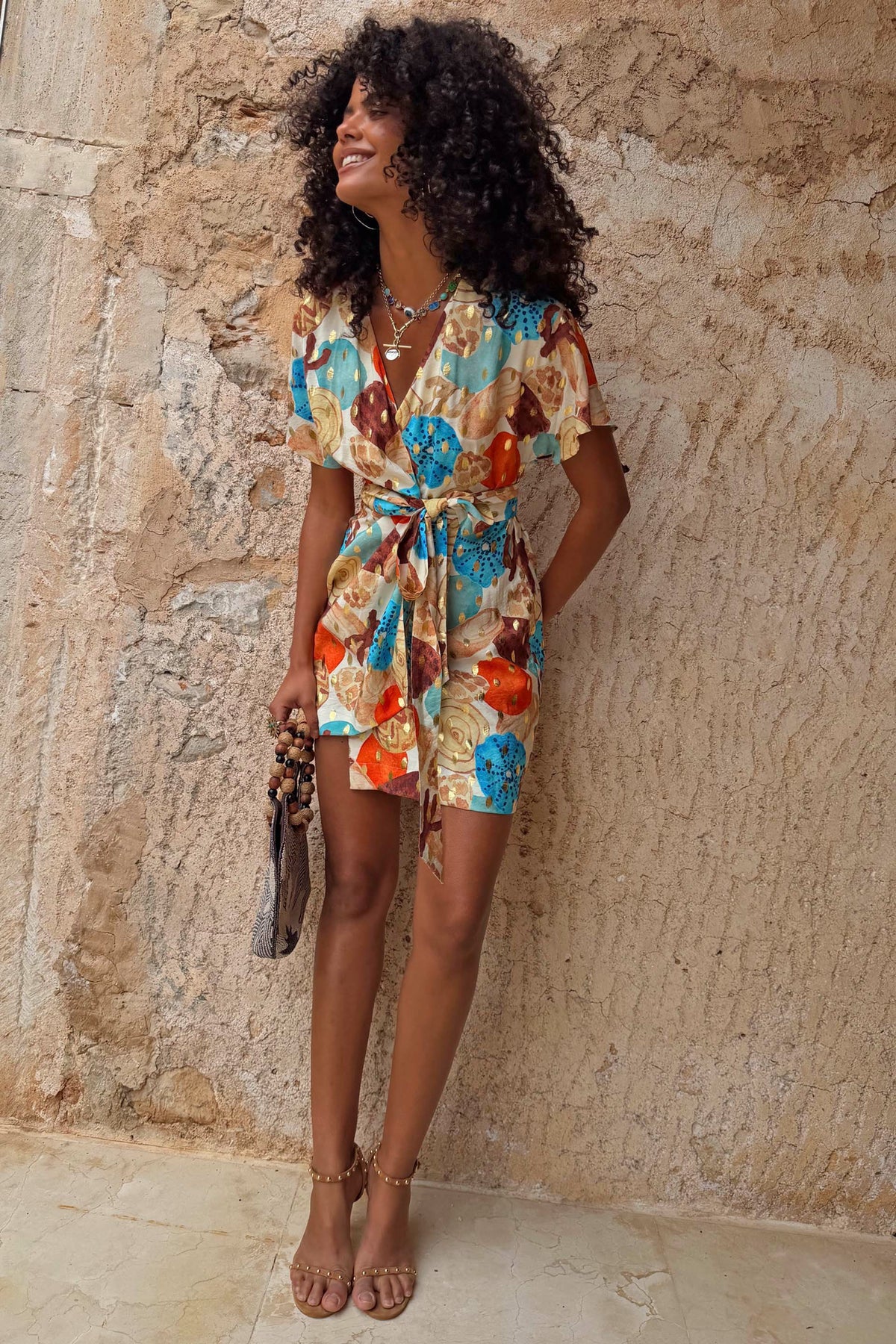 Never Fully Dressed Sale - Shell Mini Wrap Dress
