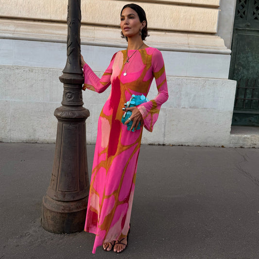 Never Fully Dressed Hot Sale - Pink & Olive Abstract Aria Dress