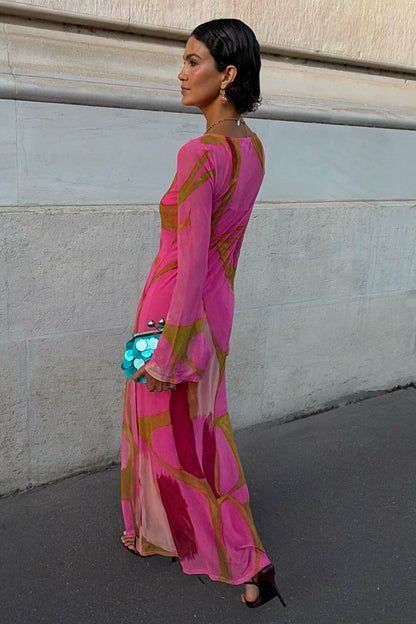 Never Fully Dressed Hot Sale - Pink & Olive Abstract Aria Dress