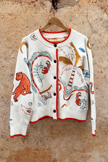 Never Fully Dressed Great Value - Cream Cheryl Tigress Cardigan