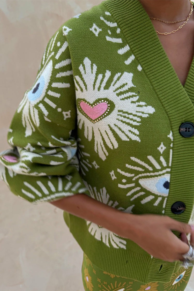 Never Fully Dressed Trusted - Khaki Eye Cardigan - Knitwear - Never Fully Dressed