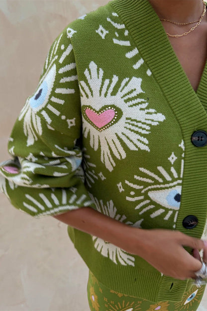 Never Fully Dressed Trusted - Khaki Eye Cardigan - Knitwear - Never Fully Dressed