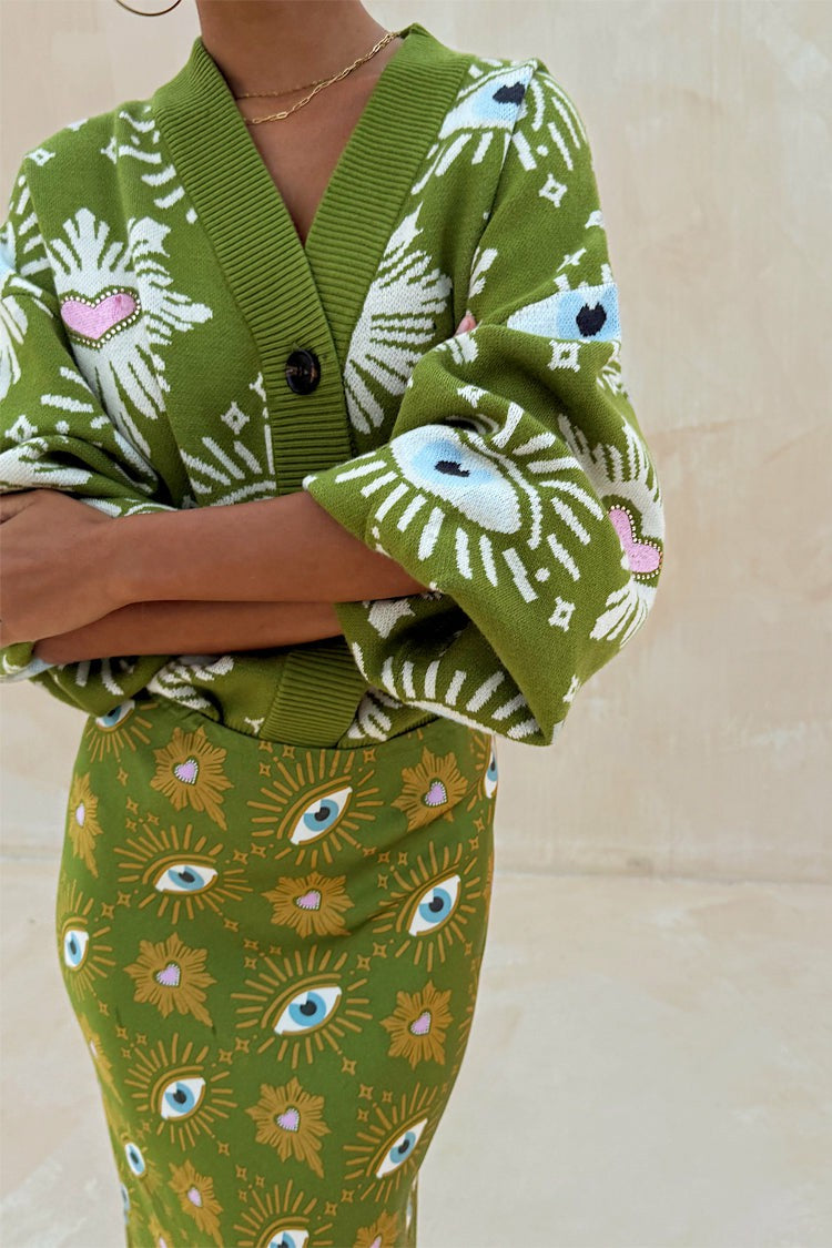 Never Fully Dressed Trusted - Khaki Eye Cardigan - Knitwear - Never Fully Dressed