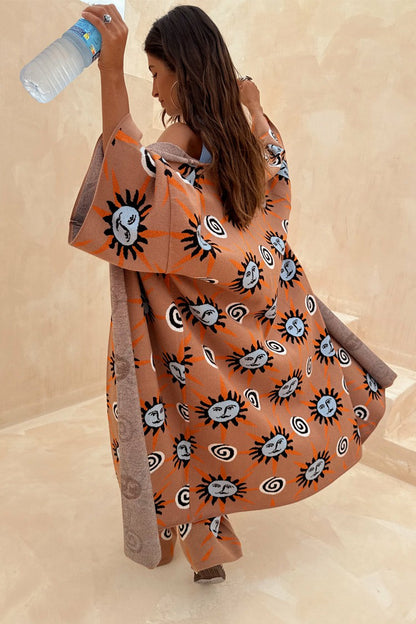 Never Fully Dressed Signature - Tan Sun Cardigan with Sun Motifs