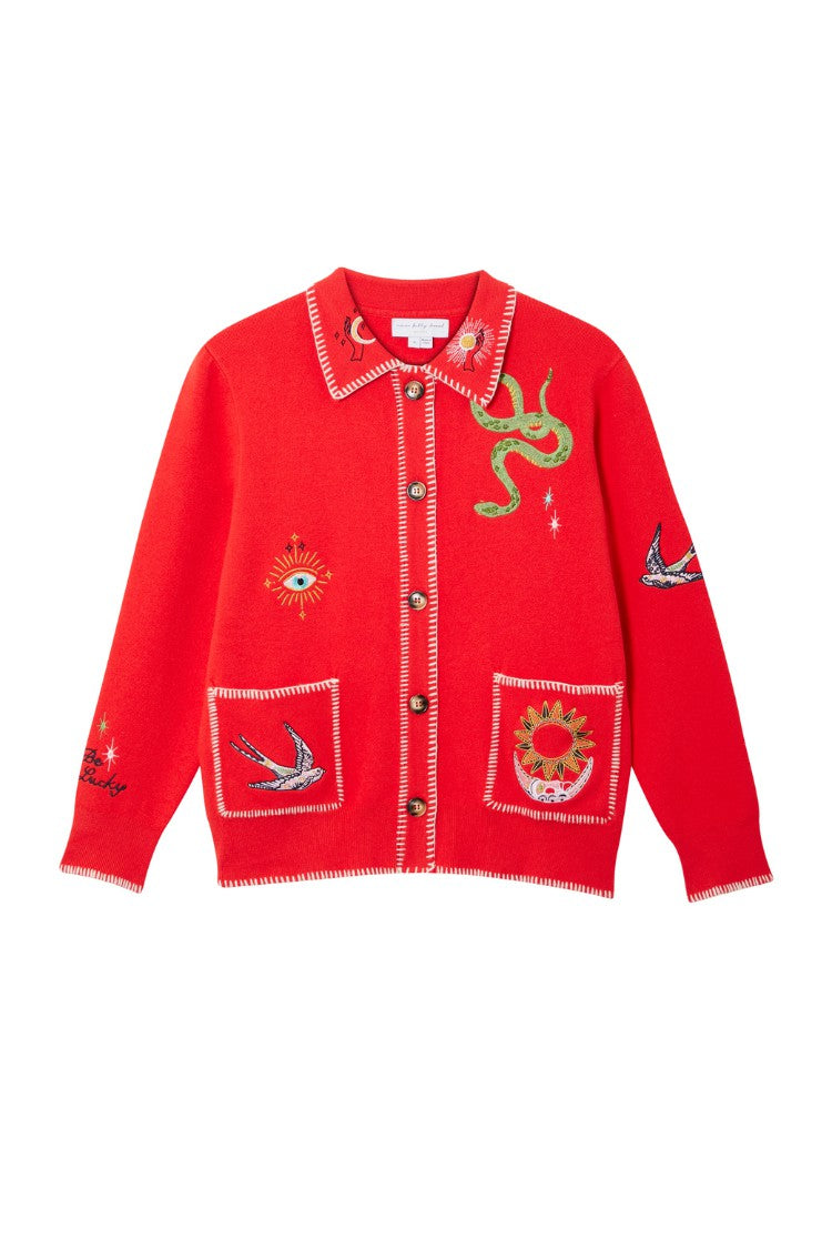 Never Fully Dressed Deals - Red Mystical Cardigan with Collar