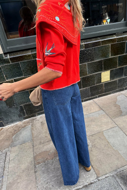 Never Fully Dressed Deals - Red Mystical Cardigan with Collar