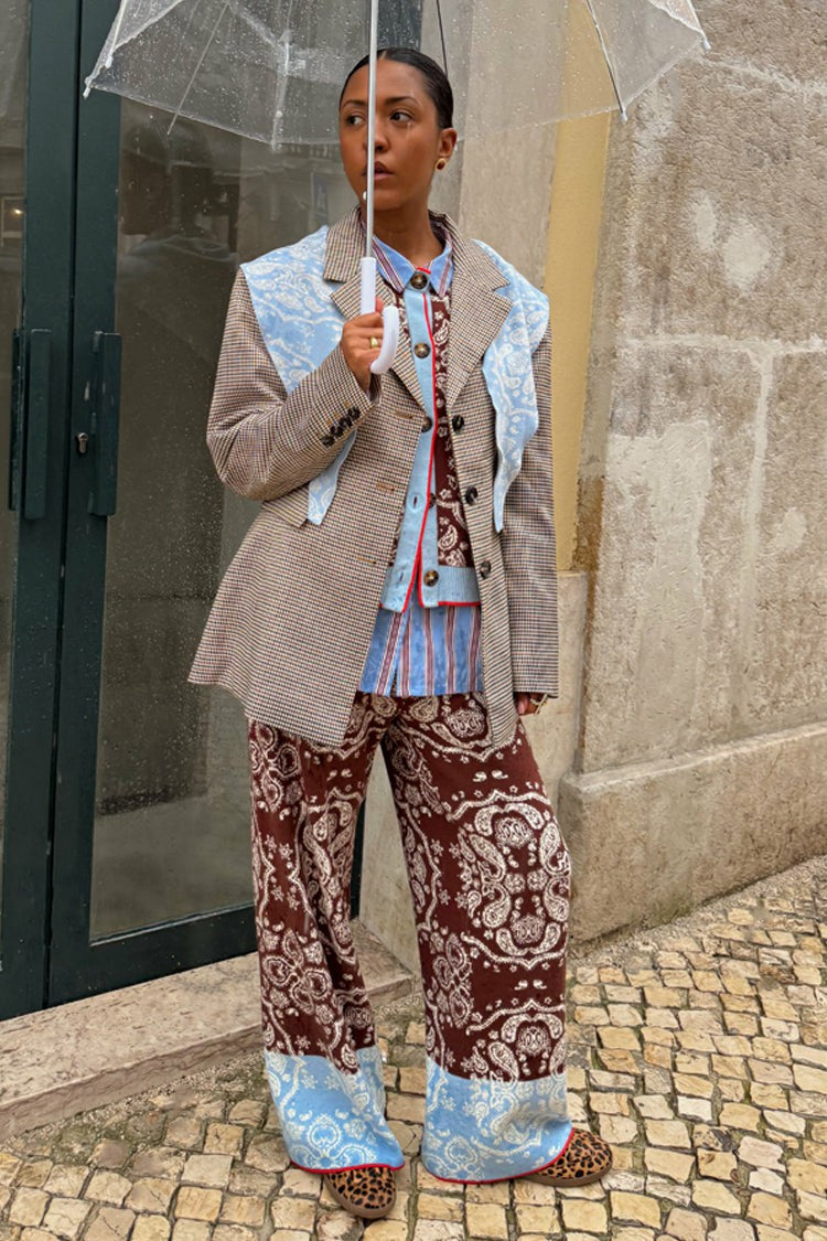 Never Fully Dressed Exclusive - Chocolate Bandana Wide Leg Trousers