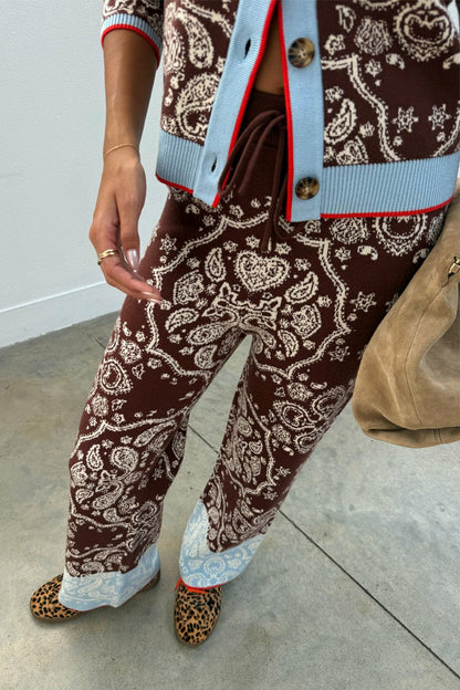 Never Fully Dressed Exclusive - Chocolate Bandana Wide Leg Trousers