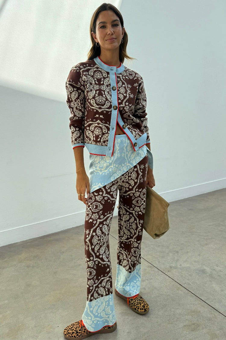 Never Fully Dressed Exclusive - Chocolate Bandana Wide Leg Trousers