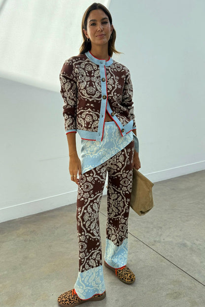 Never Fully Dressed Exclusive - Chocolate Bandana Wide Leg Trousers
