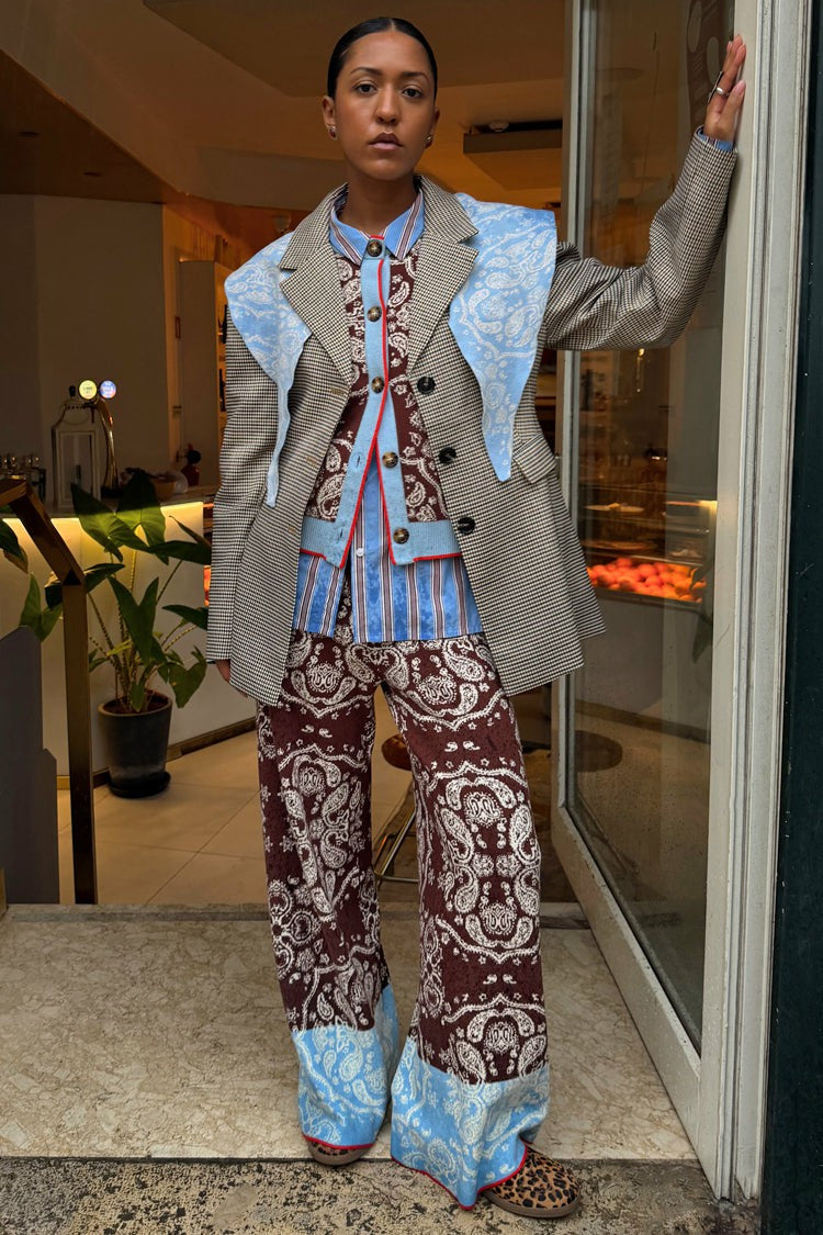 Never Fully Dressed Exclusive - Chocolate Bandana Wide Leg Trousers