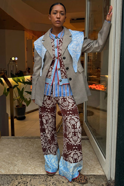 Never Fully Dressed Exclusive - Chocolate Bandana Wide Leg Trousers