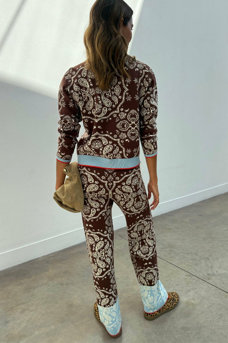 Never Fully Dressed Exclusive - Chocolate Bandana Wide Leg Trousers
