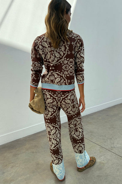 Never Fully Dressed Exclusive - Chocolate Bandana Wide Leg Trousers