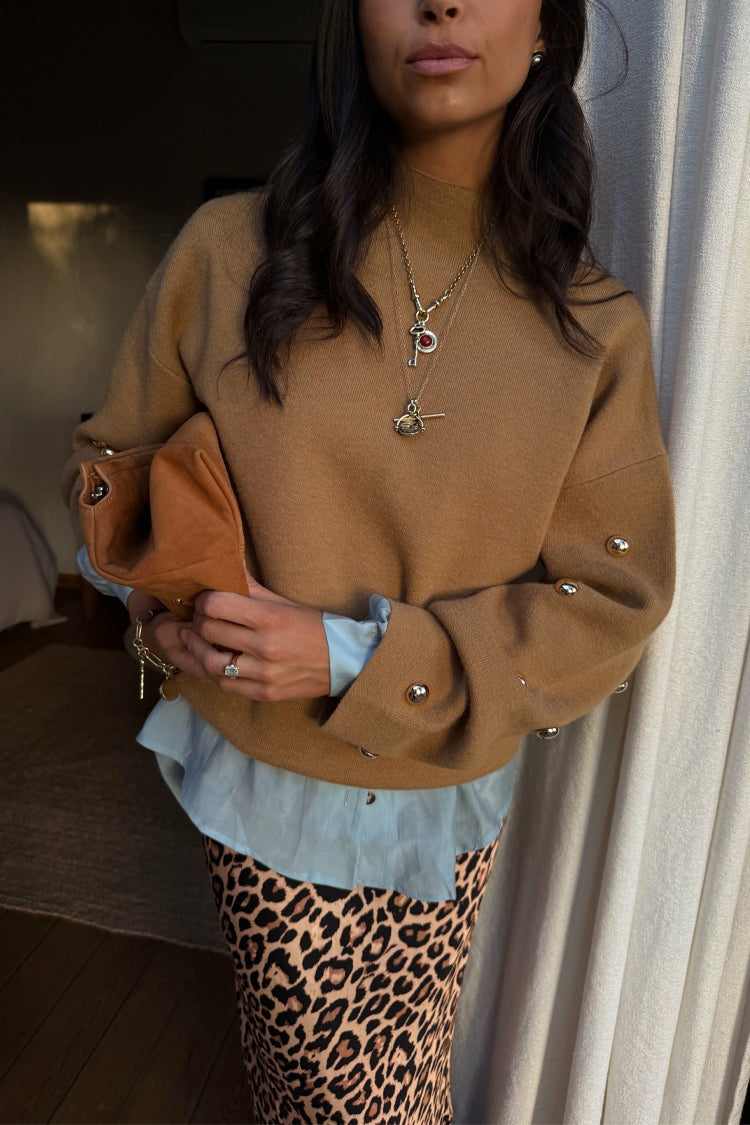 Never Fully Dressed Recommended - Tan Stud Evie Knit Jumper
