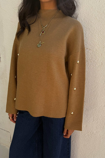 Never Fully Dressed Recommended - Tan Stud Evie Knit Jumper
