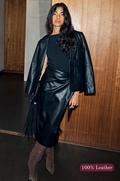 Never Fully Dressed Best Seller - Black Leather Blazer