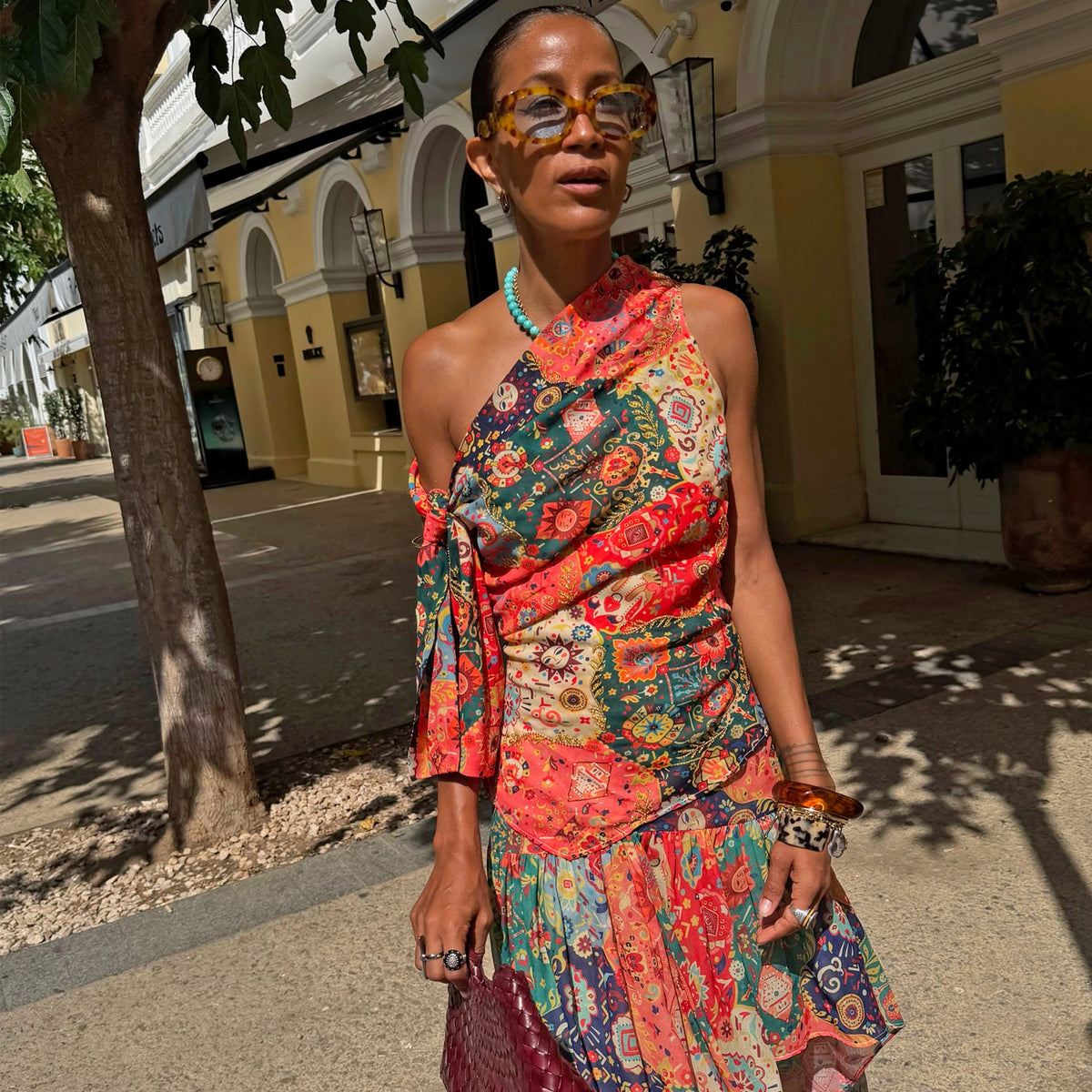 Never Fully Dressed Latest - Tapestry Tie Shoulder Top