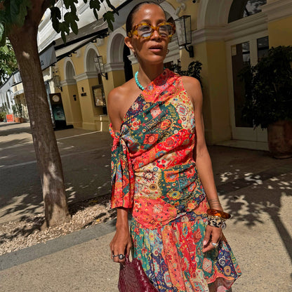 Never Fully Dressed Latest - Tapestry Tie Shoulder Top