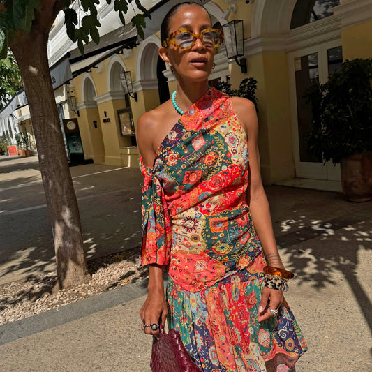 Never Fully Dressed Latest - Tapestry Tie Shoulder Top