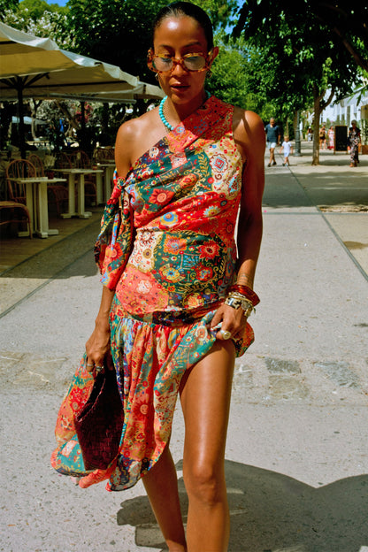 Never Fully Dressed Latest - Tapestry Tie Shoulder Top