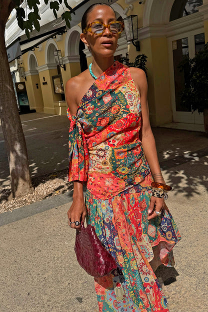 Never Fully Dressed Latest - Tapestry Tie Shoulder Top