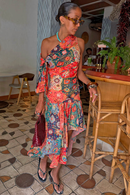Never Fully Dressed Latest - Tapestry Tie Shoulder Top