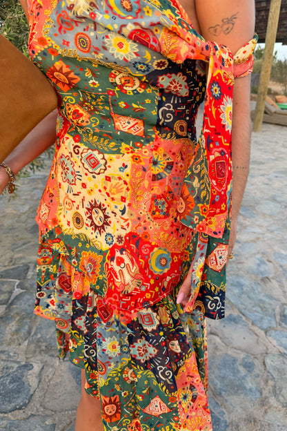 Never Fully Dressed Latest - Tapestry Tie Shoulder Top