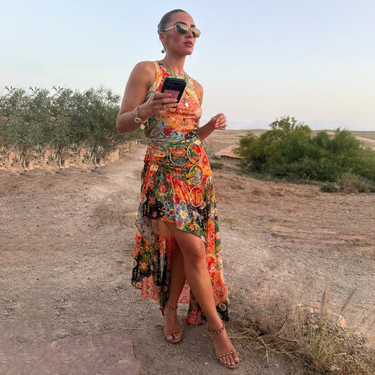 Never Fully Dressed Customer Favorite - Tapestry Asymmetrical Maxi Skirt