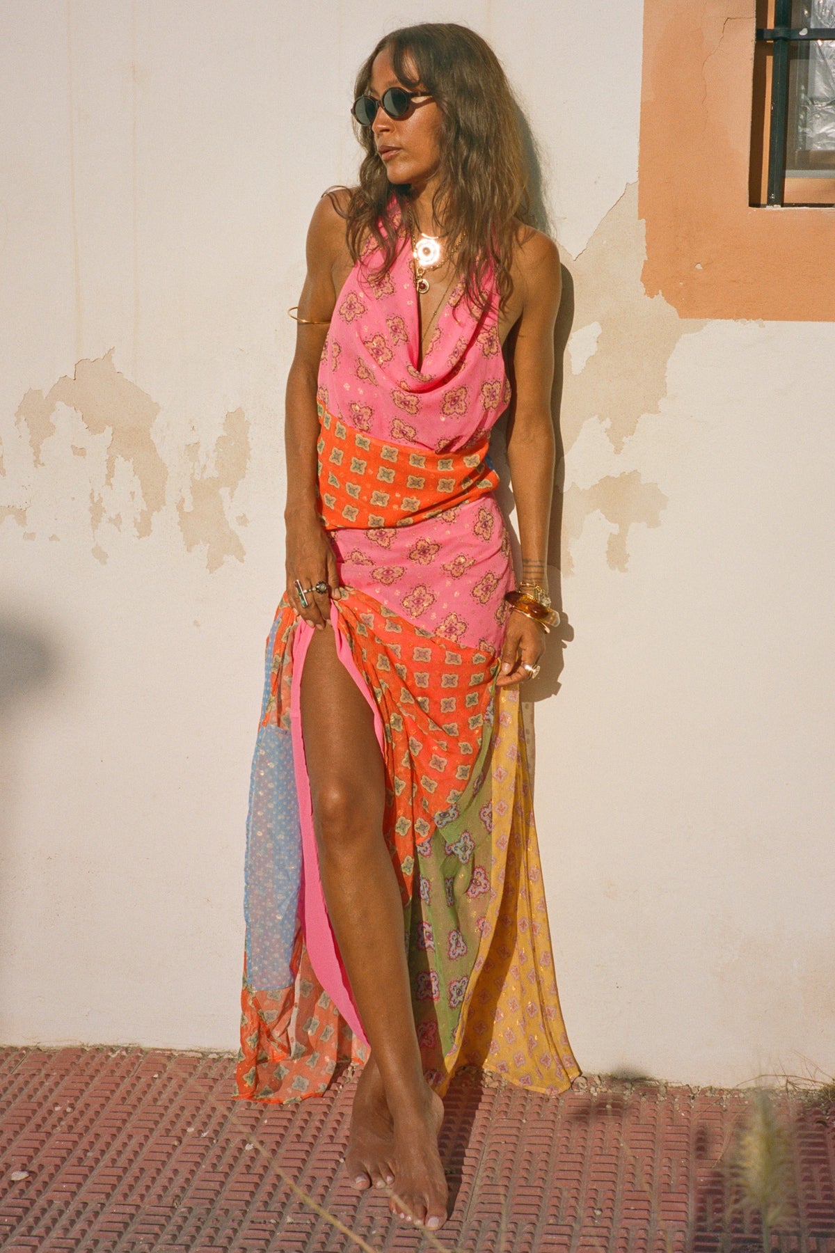 Never Fully Dressed Premium - Pink Mix Tile Maxi Skirt