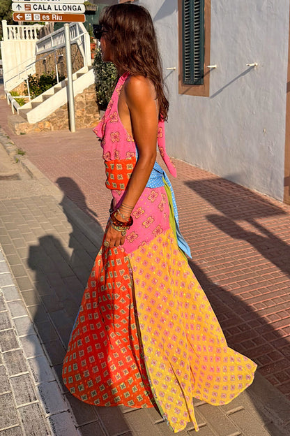Never Fully Dressed Premium - Pink Mix Tile Maxi Skirt