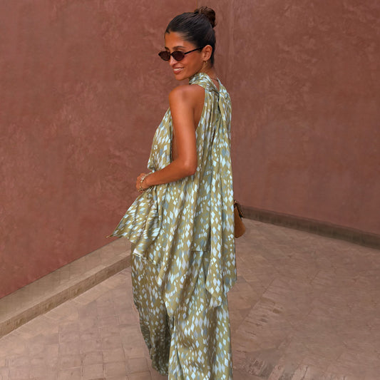 Never Fully Dressed Latest - Green Diamond Print Halter Top