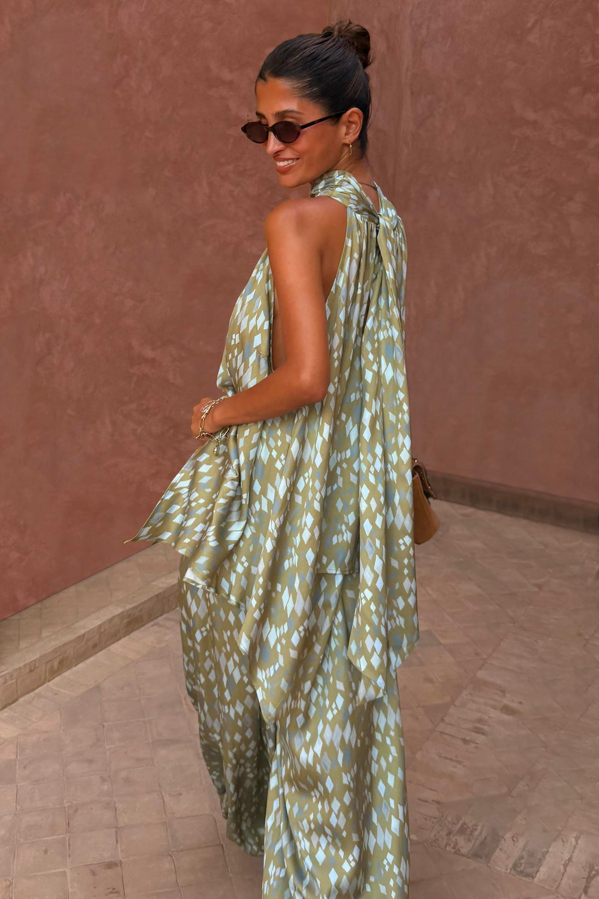 Never Fully Dressed Latest - Green Diamond Print Halter Top