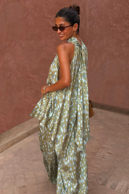 Never Fully Dressed Latest - Green Diamond Print Halter Top