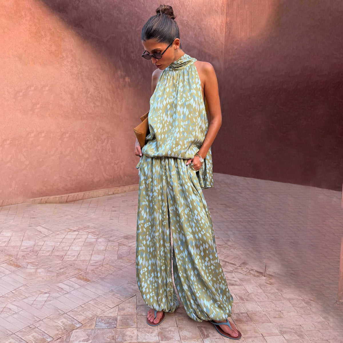 Never Fully Dressed Best Price - Green Diamond Print Balloon Trouser