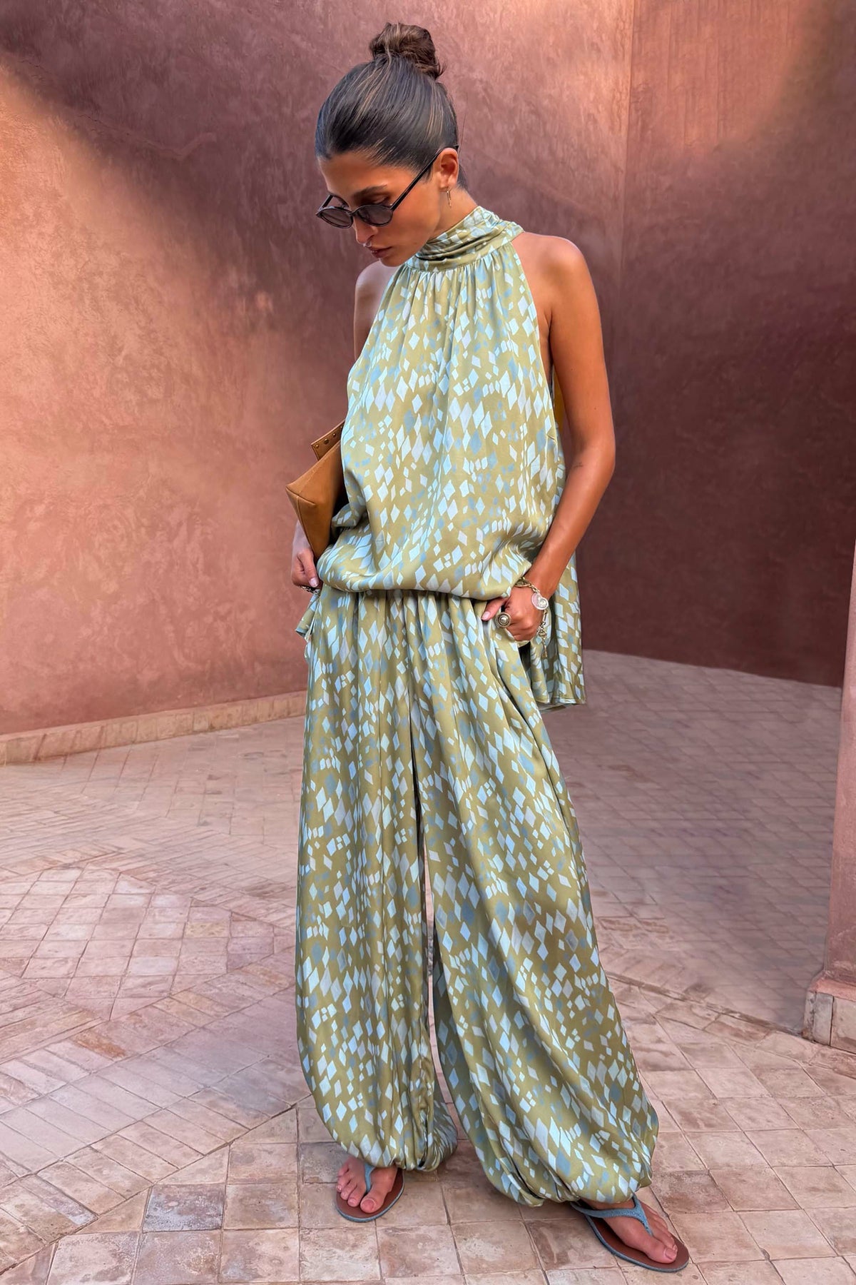 Never Fully Dressed Best Price - Green Diamond Print Balloon Trouser