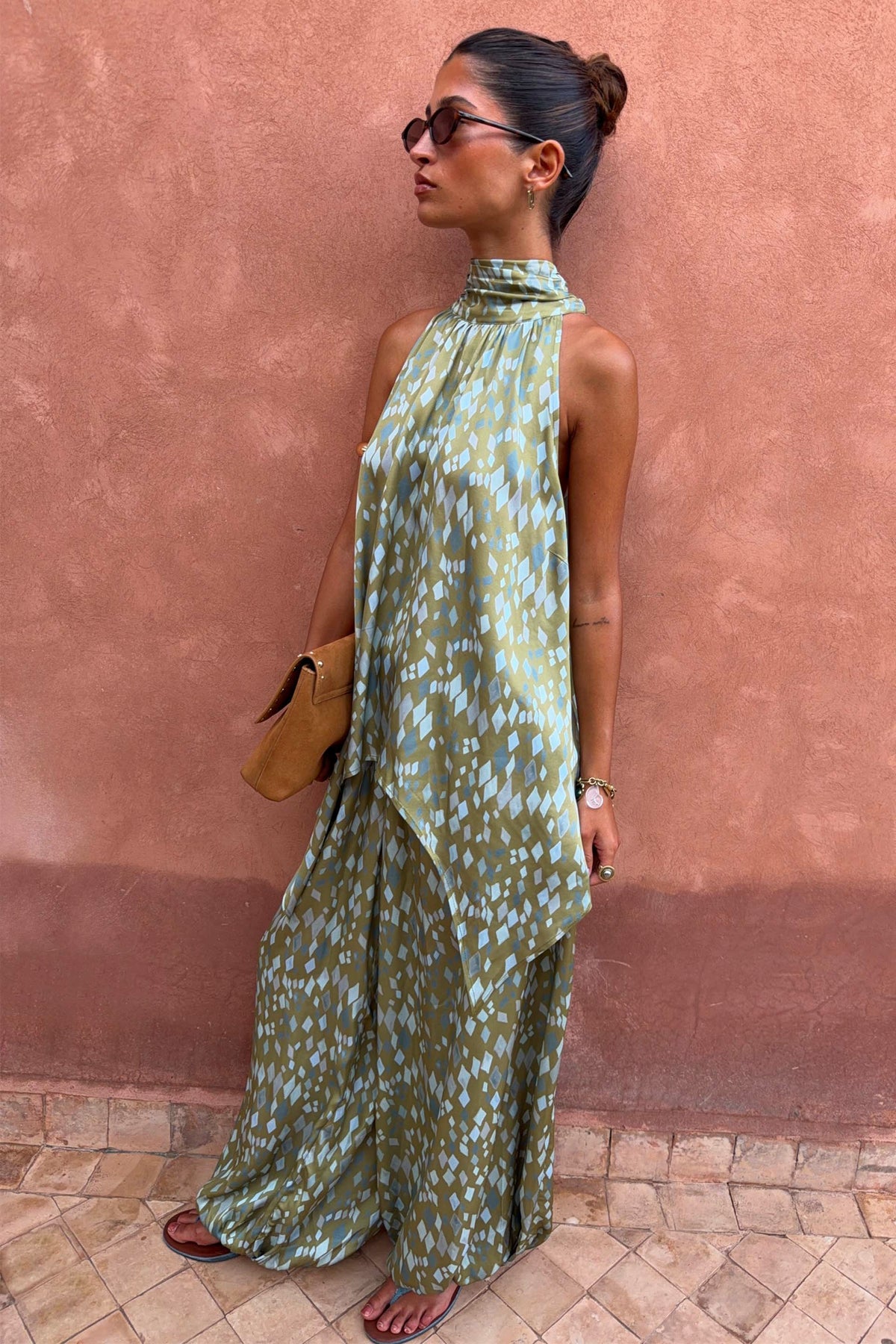 Never Fully Dressed Best Price - Green Diamond Print Balloon Trouser