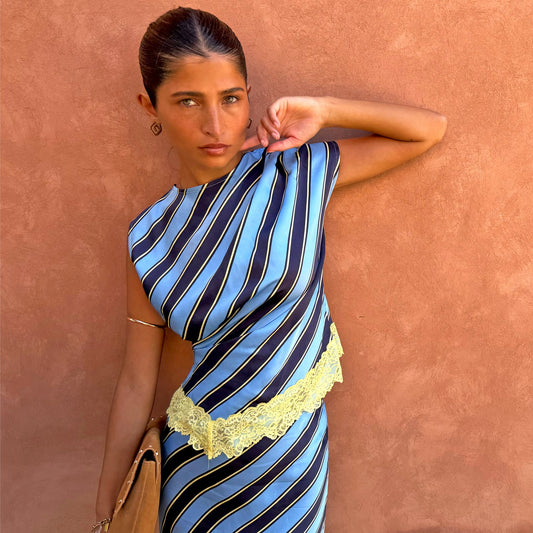 Never Fully Dressed Best Price - Stripe A-Symmetrical Top