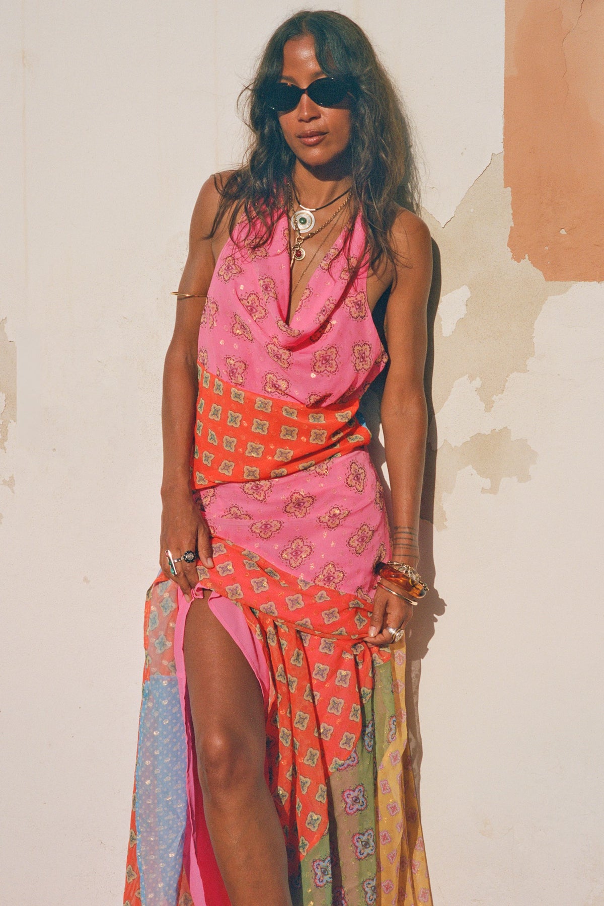 Never Fully Dressed Quality - Pink Mix Tile Halter Top