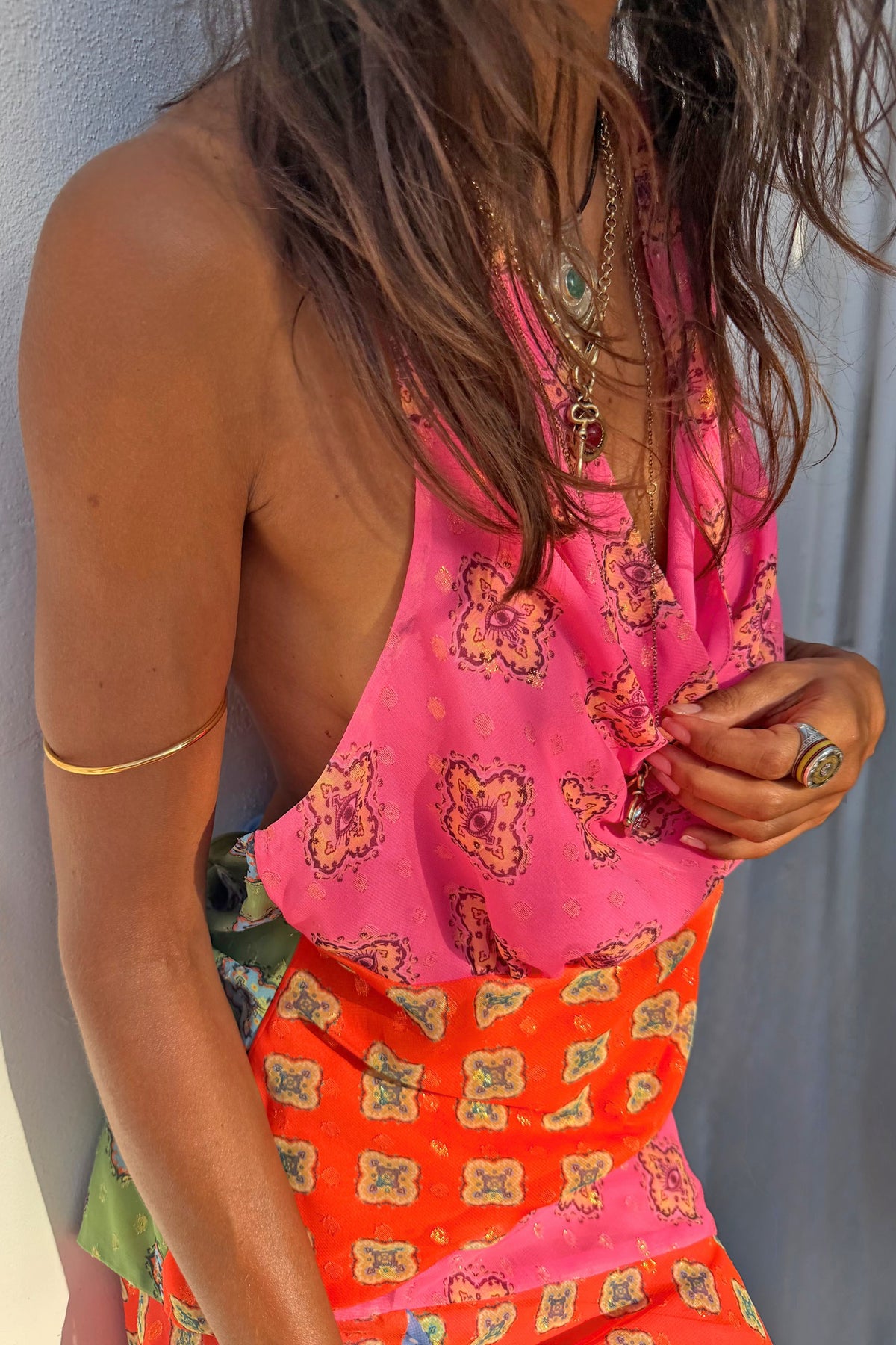 Never Fully Dressed Quality - Pink Mix Tile Halter Top